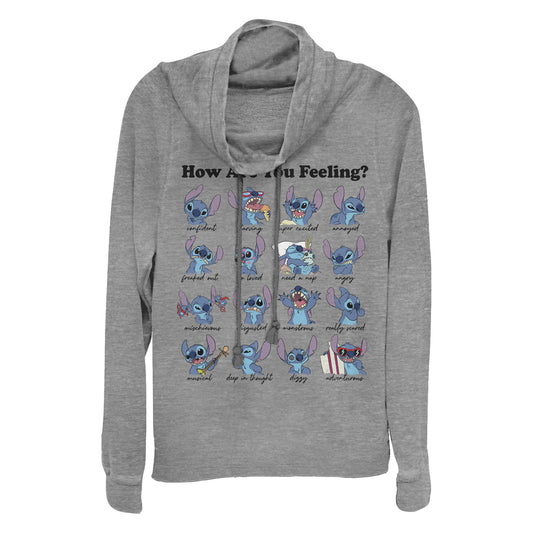 Junior's Disney Stitch Moods Cowl Neck