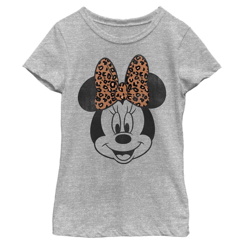 Girl's Disney Modern Minnie Face Leopard T-Shirt