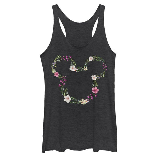 Junior's Disney Floral Mickey Tank Top
