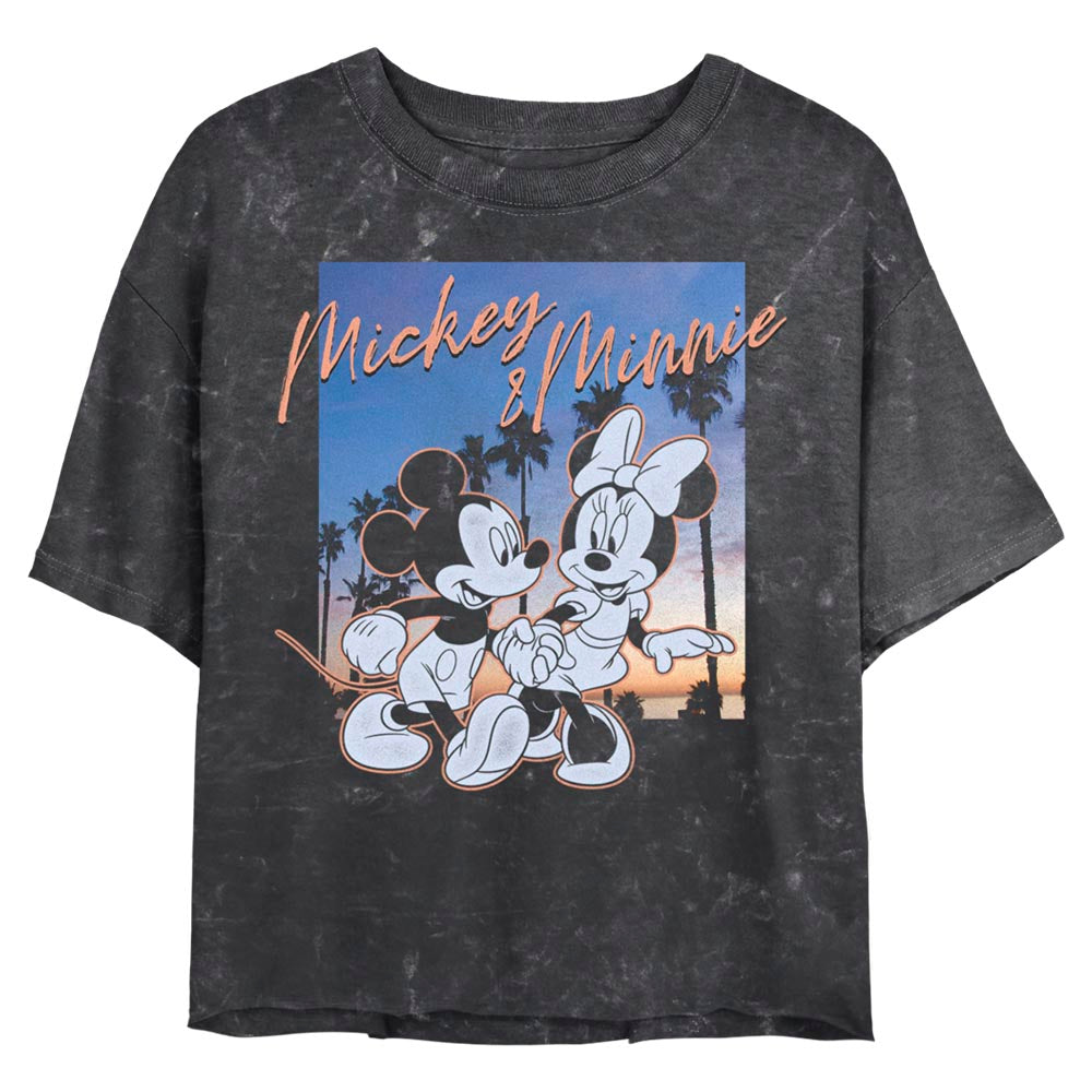 Junior's Disney Sunset Couple Mineral Wash Crop Top