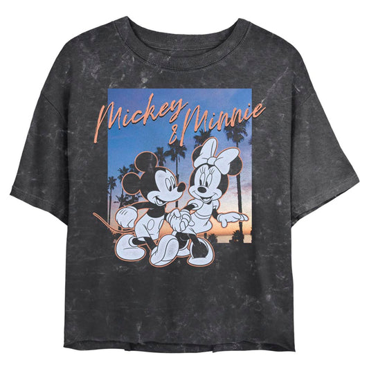 Junior's Disney Sunset Couple Mineral Wash Crop Top