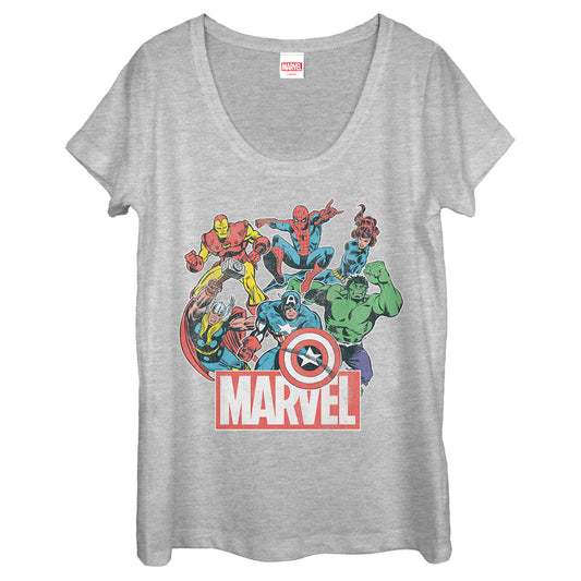 Women's Marvel Heroes Of Today Scoop Neck T-Shirt