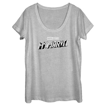 Women's Marvel Black And White Scoop Neck T-Shirt