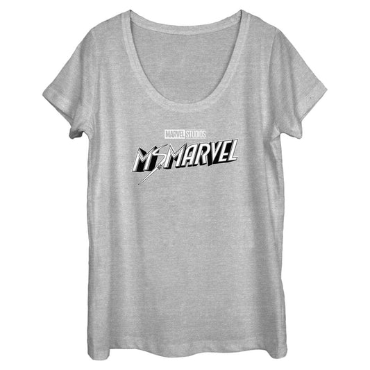 Women's Marvel Black And White Scoop Neck T-Shirt
