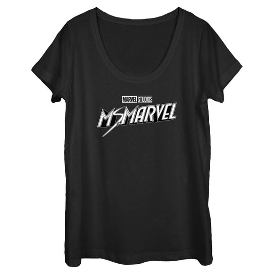 Women's Marvel Black And White Scoop Neck T-Shirt