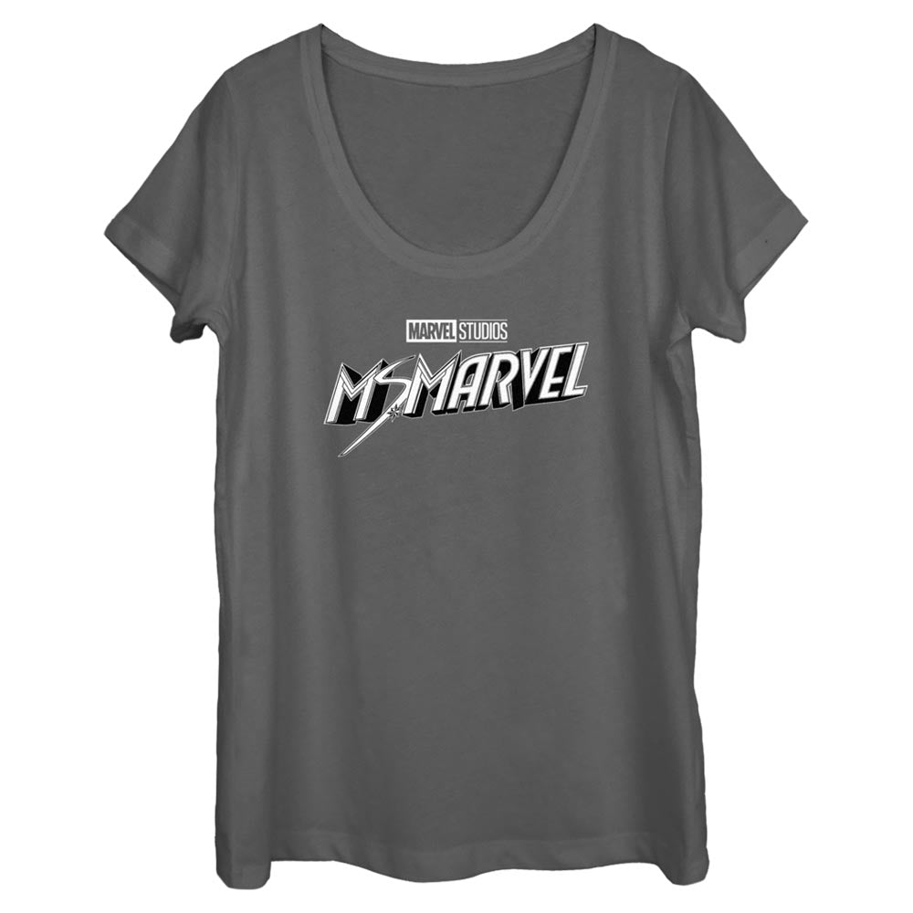 Women's Marvel Black And White Scoop Neck T-Shirt
