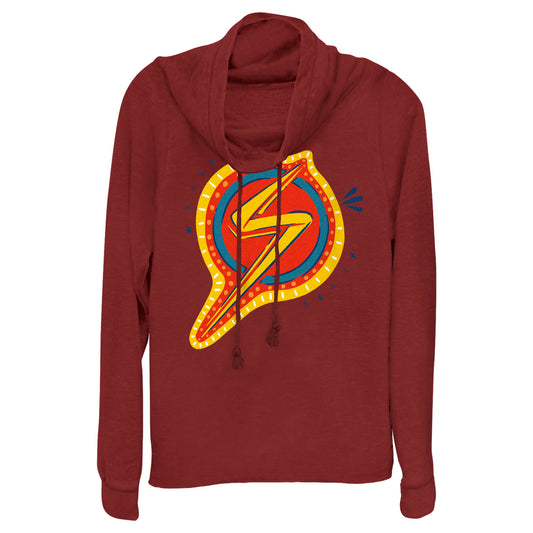 Junior's Marvel Decorative Symbol Cowl Neck