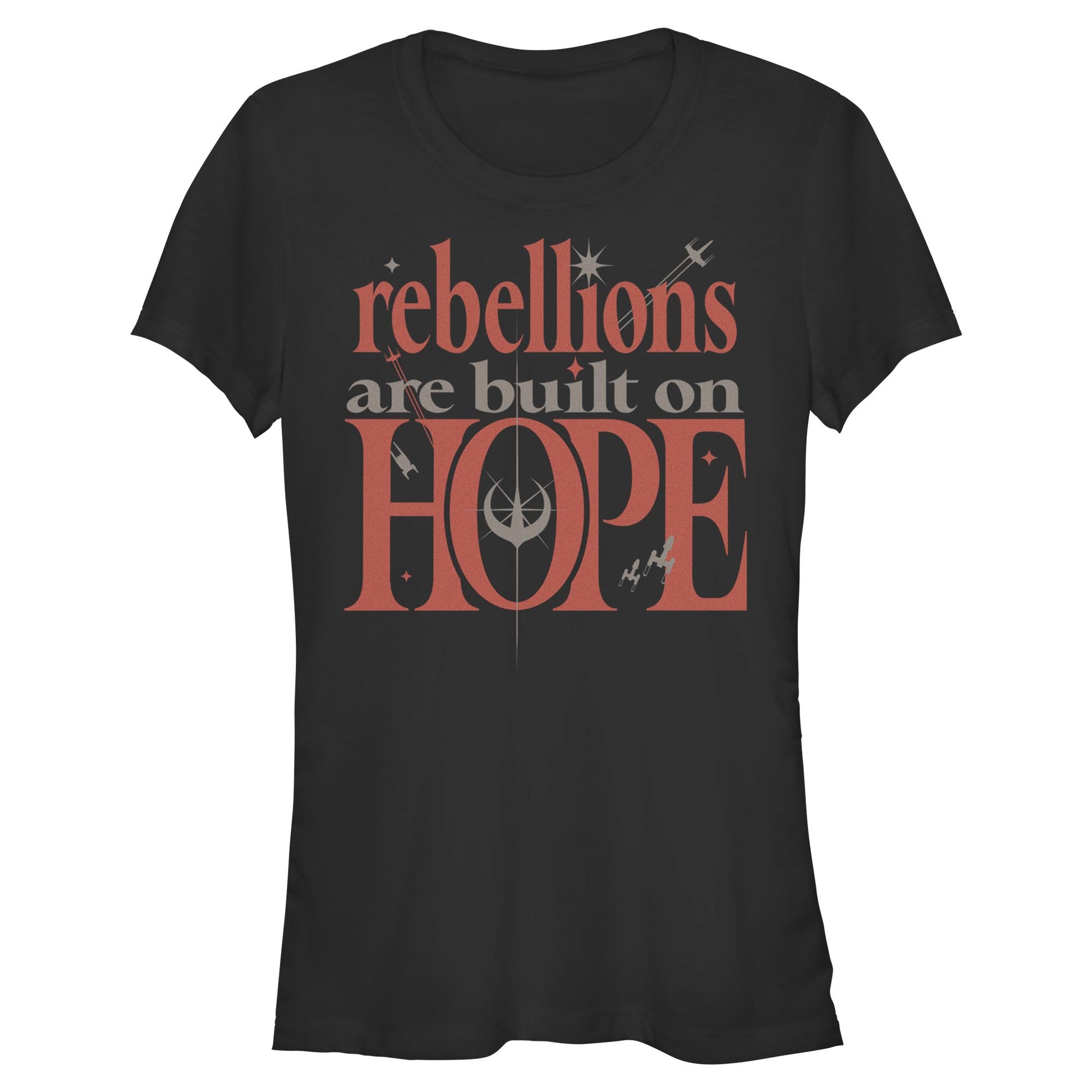 Junior's Star Wars Built On Hope Quote T-Shirt