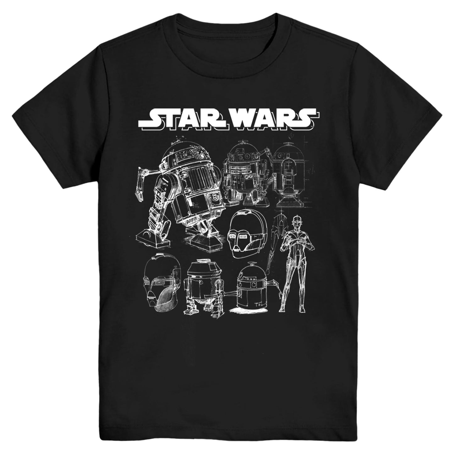 Boy's Star Wars Sketch Droids T-Shirt