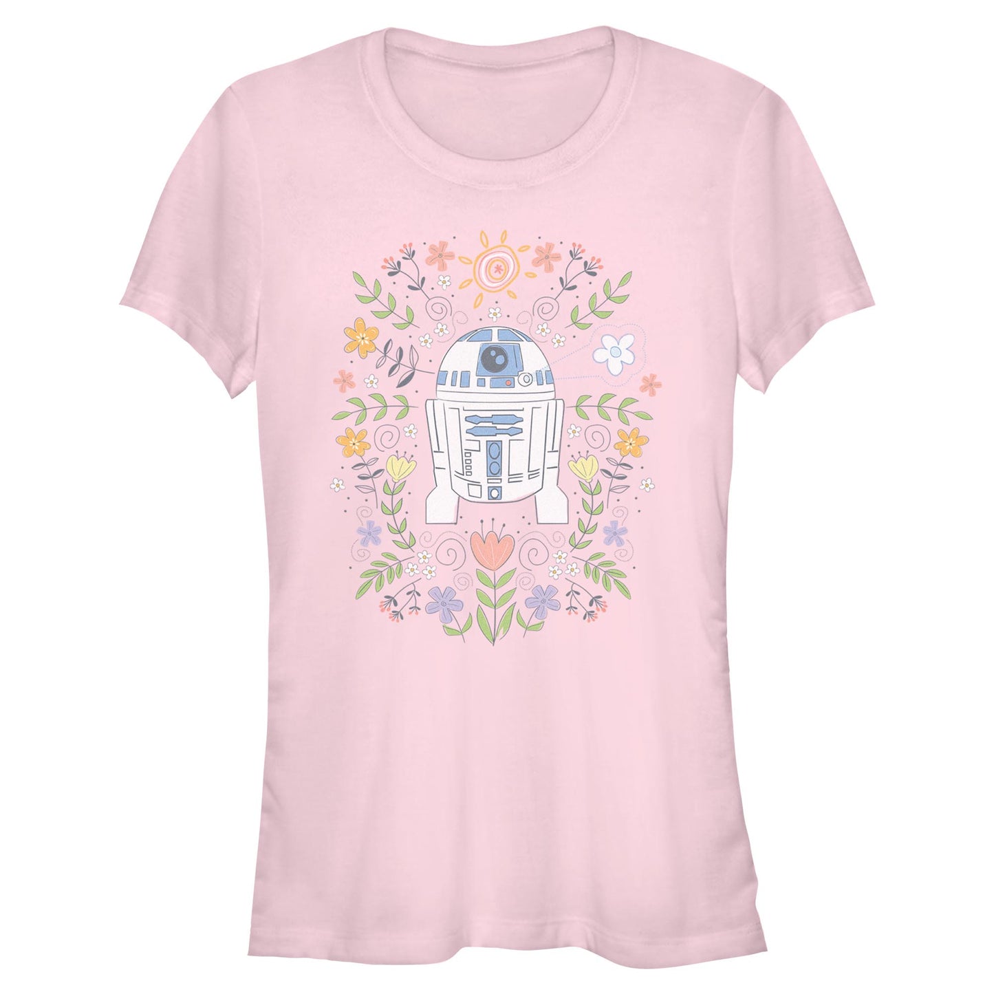 Junior's Star Wars R2-D2 Flower Spring T-Shirt