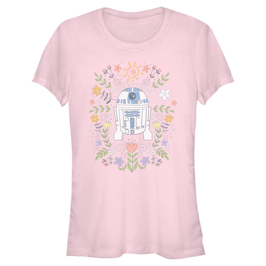 Junior's Star Wars R2-D2 Flower Spring T-Shirt